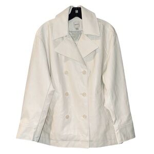 Anthropologie Ivory Cream Faux Leather Jacket Blazer